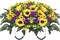 Purple Artificial Sunflower Headstone Flower Saddle - Large Silk Cemetery Flowers for Graves - UV Resistant and Waterproof Memorial Arrangement - Windproof Secure Fit Outdoor Tombstone Decor